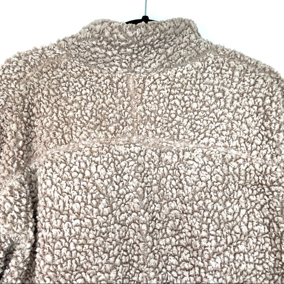 Thread & Supply Pink and Gray Faux Sherpa Quarter Zip Pullover - Picture 5 of 6